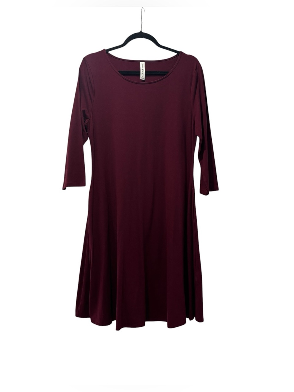 Women's Large Zenana Outfitters  Scoop Neck Swing Dress in Burgundy